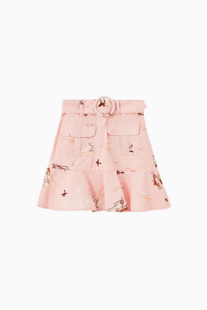 

Belted Ruffle Skirt in Organic Cotton, Multicolour