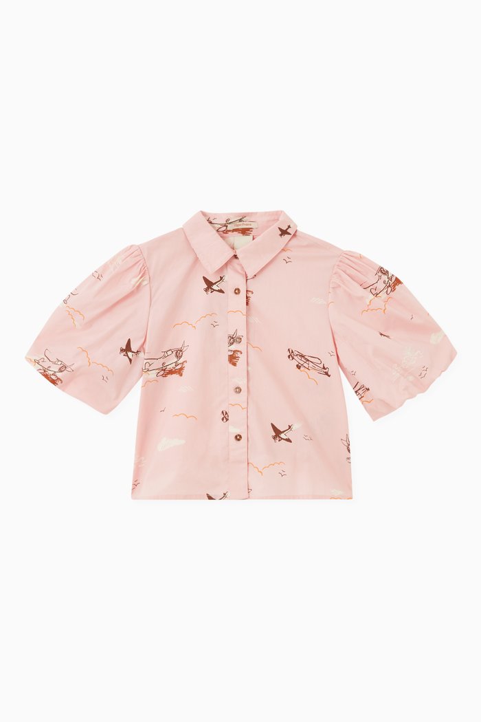 

Printed Puff Sleeve Top in Organic Cotton, Multicolour