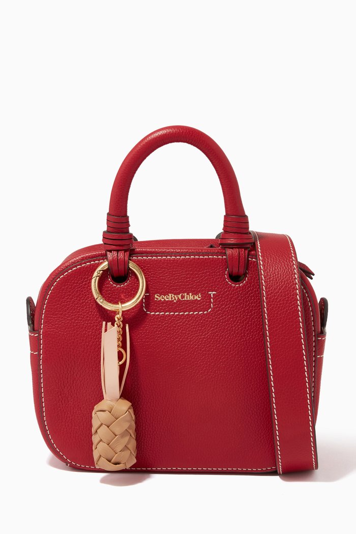

Small Cecliya Bowling Bag in Grainy Leather, Red