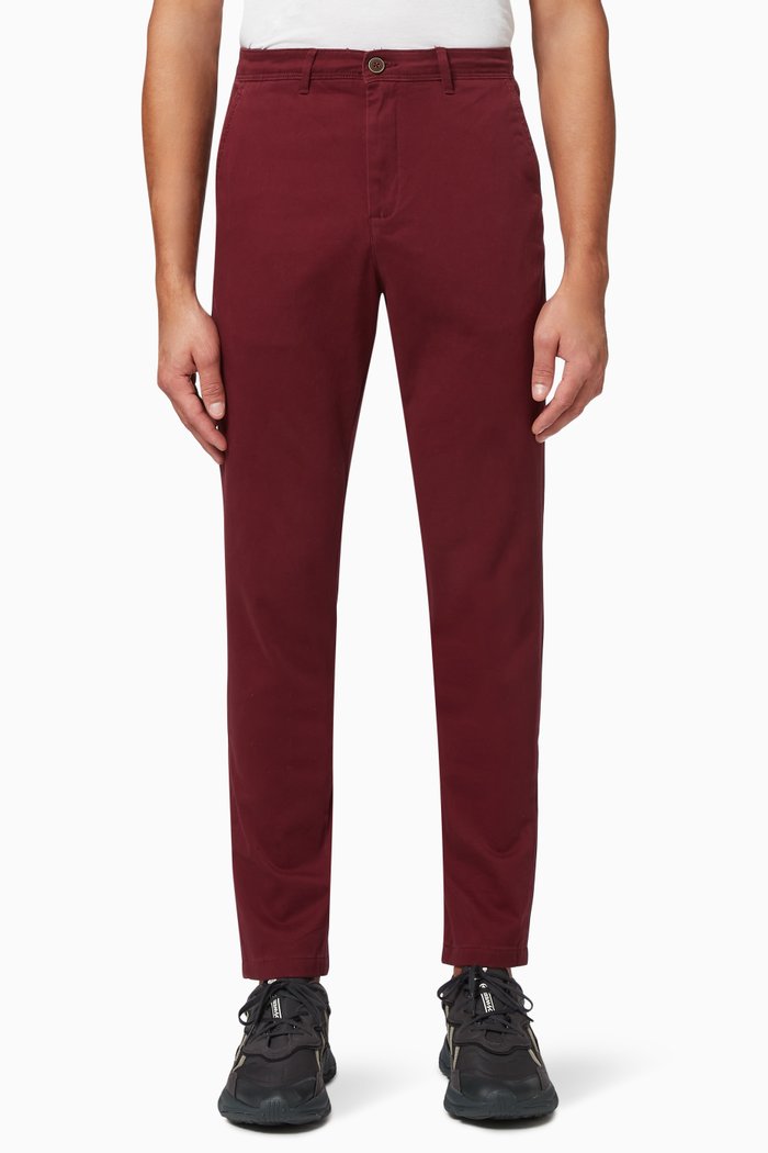 

Marco Bowie Slim Fit Chinos in Cotton, Burgundy