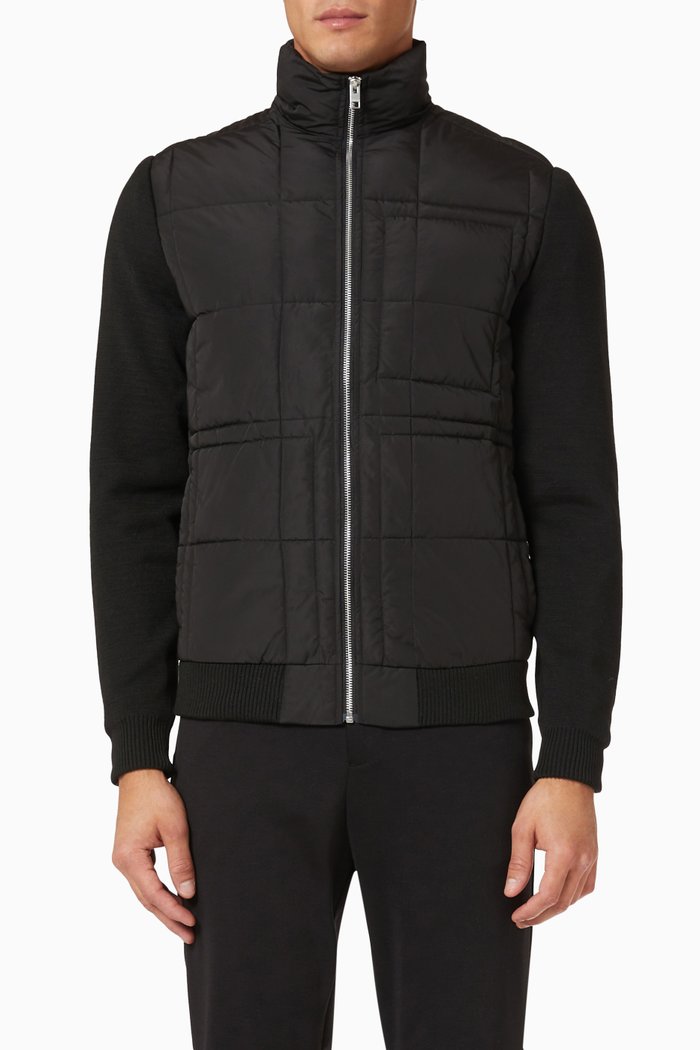 

Quilted Jacket in Knitted Nylon, Black
