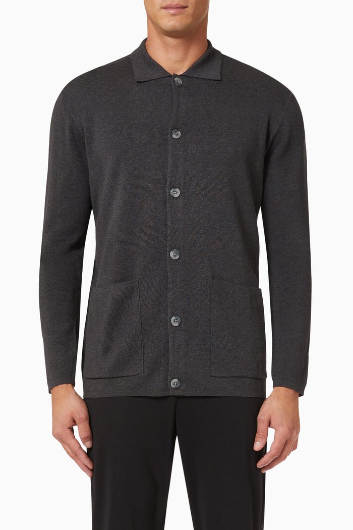 Knitted Cardigan in Organic Cotton, Grey