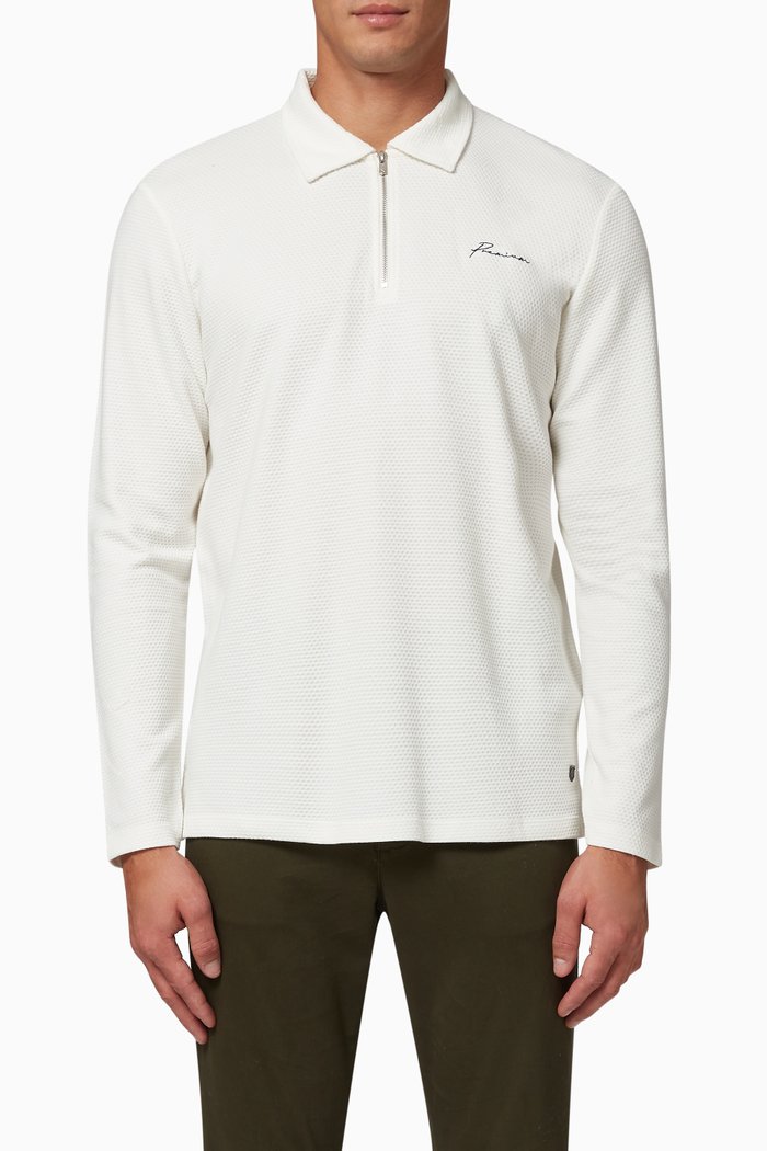

Blafranco Half Zip Polo Shirt in Cotton, Neutral