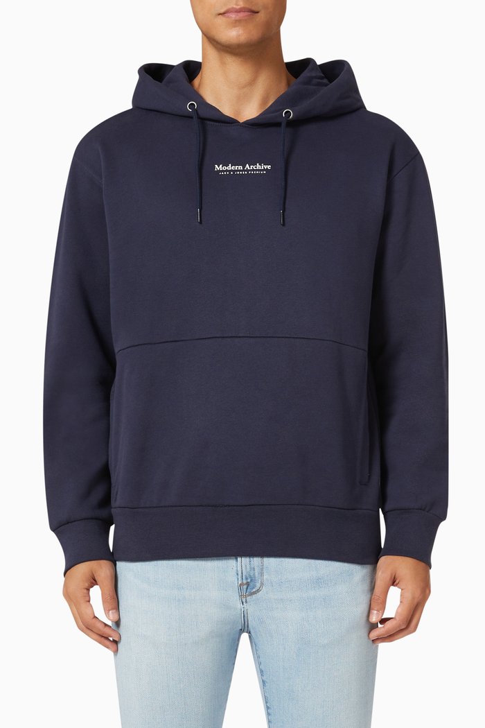 Weicher Loopback Hoodie in Cotton, Blue