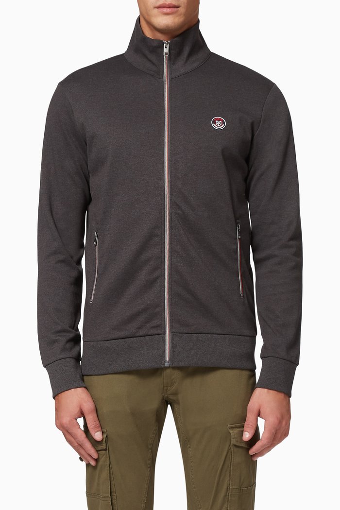 Blapower Turtleneck Zip Jacket in Jersey, Grey