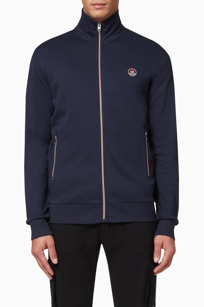 

Blapower Turtleneck Zip Jacket in Jersey, Blue