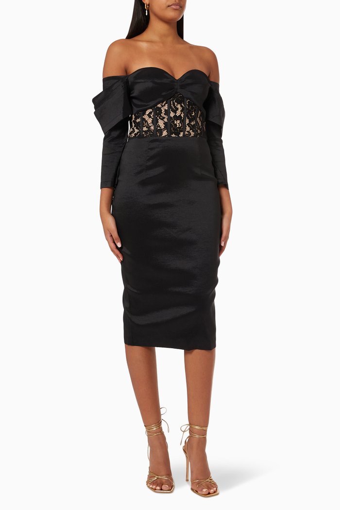 

Olivia Dress in Satin, Black