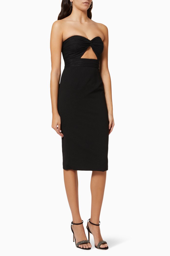 

Maya Draped Dress in Crepe, Black
