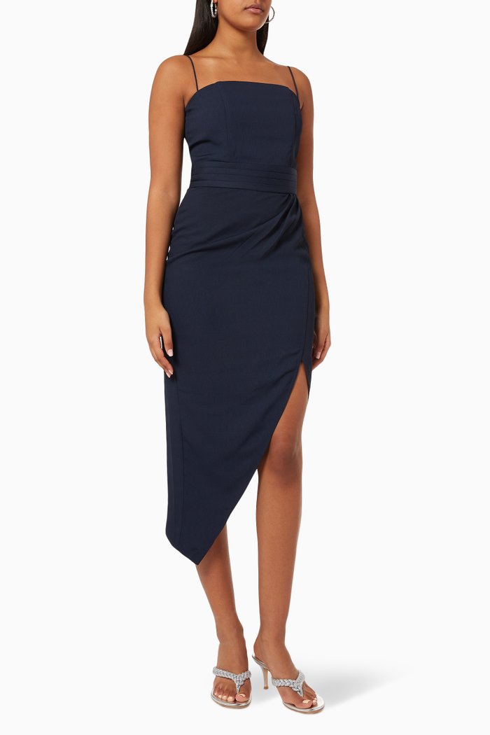 

Maya Draped Dress in Crepe, Blue