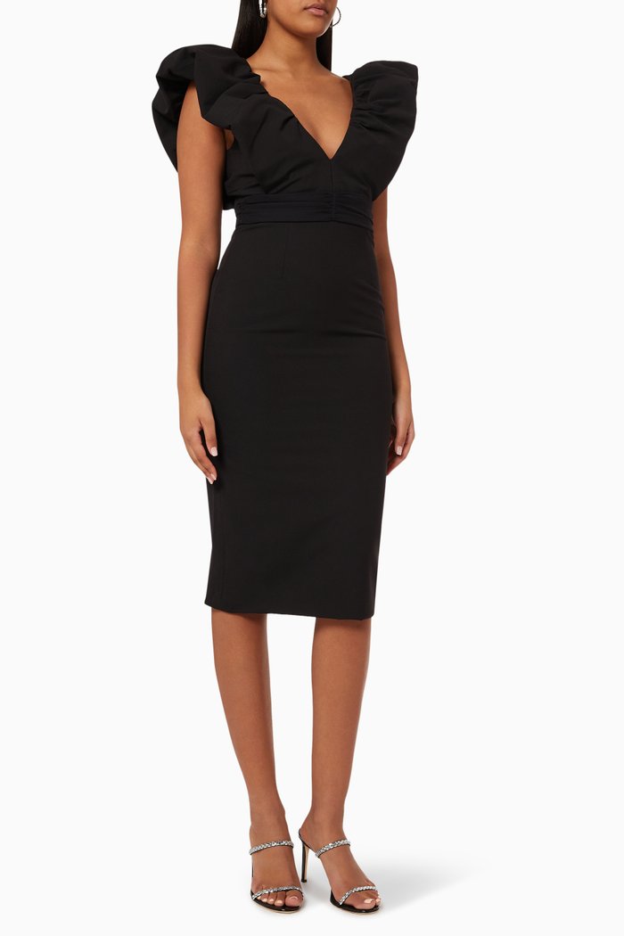 

Delilah Frill Dress, Black