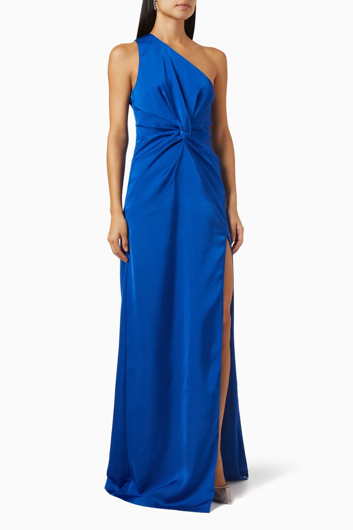 

Eliana Twist Gown in Satin, Blue