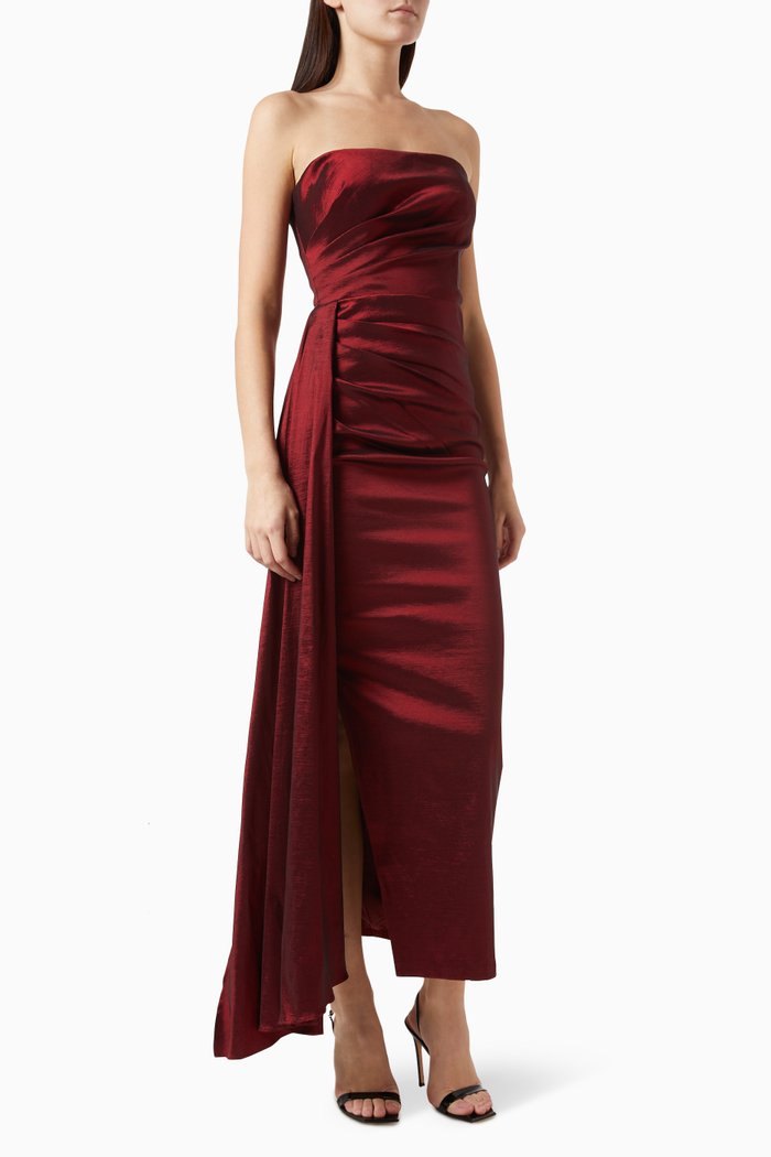 

Priscilla Midi Dress in Lace, Burgundy
