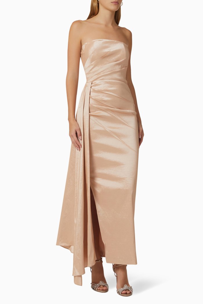 

Paulina Dress in Metallic Satin, Neutral