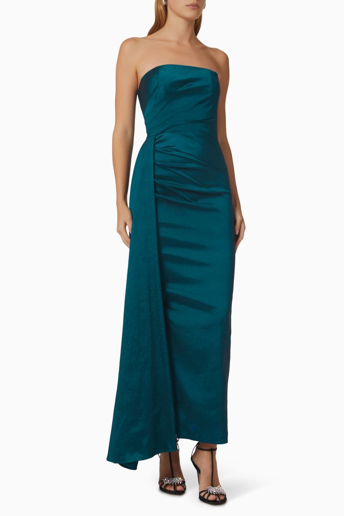 

Paulina Dress in Metallic Satin, Green