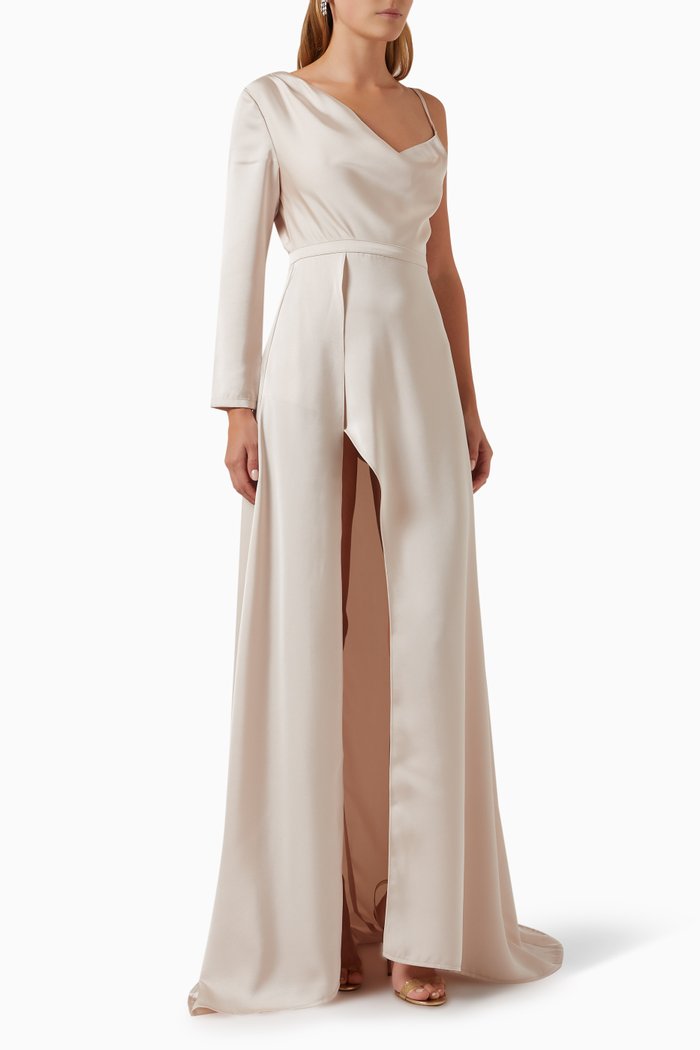 

Pearl One Shoulder Gown, White