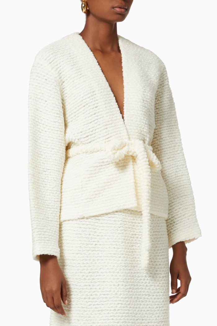

Dolman Cardigan in Bouclé Wool Knit, Neutral
