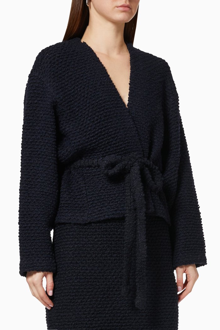 

Dolman Cardigan in Bouclé Wool Knit, Blue