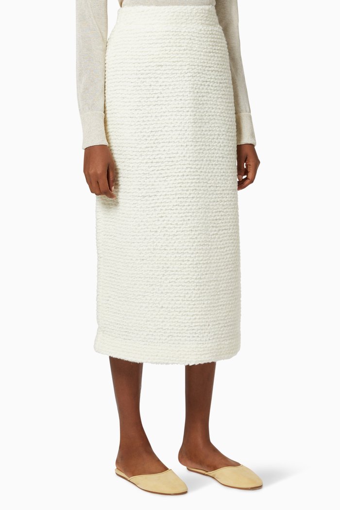 

Midi Skirt in Bouclé Wool Knit, Neutral