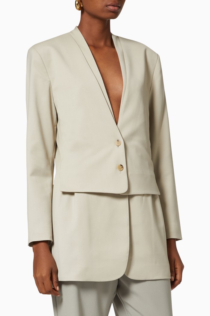 

Double Layered Jacket in Wool Blend, Neutral