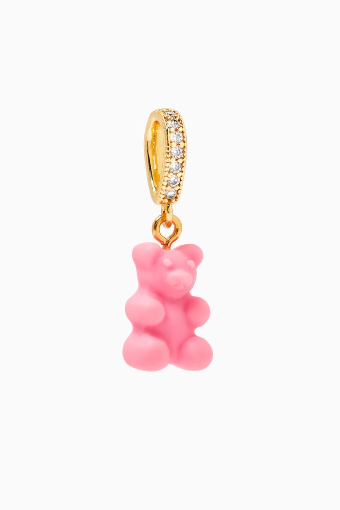 

Nostalgia Bear Pendant in 18kt Gold Plating & Resin, Pink