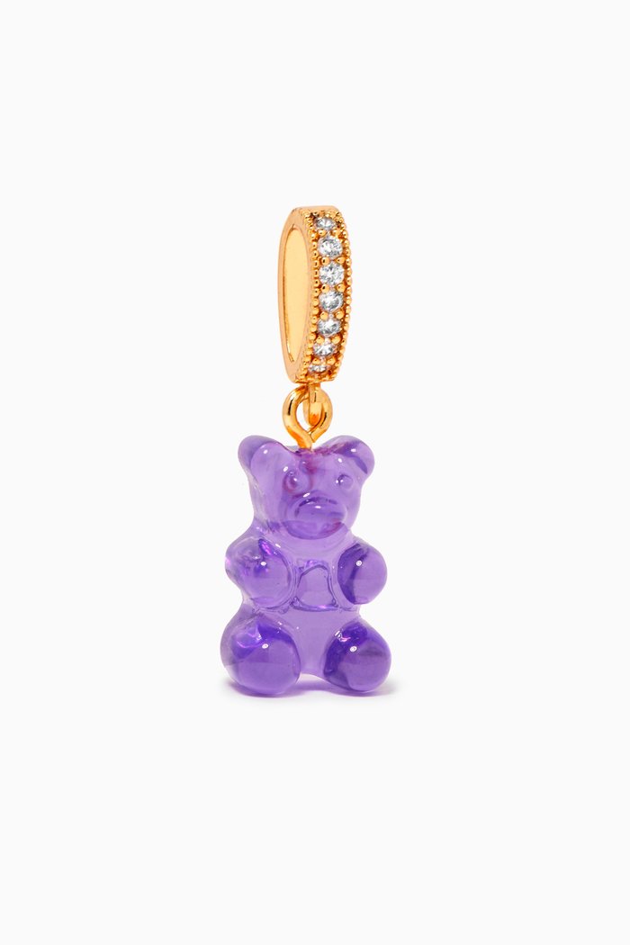 Nostalgia Bear Pendant in 18kt Gold Plating & Resin, Purple