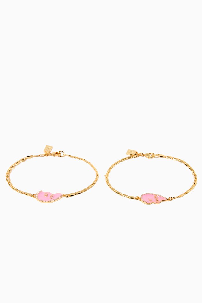 

Bestfriend Bracelet in 18kt Gold Plating, Set of 2, Pink