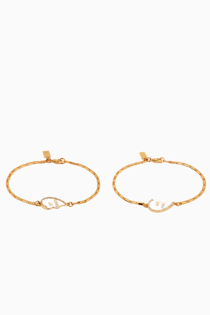

Best Friend Bracelet in 18kt Gold Plating, Set of 2, White