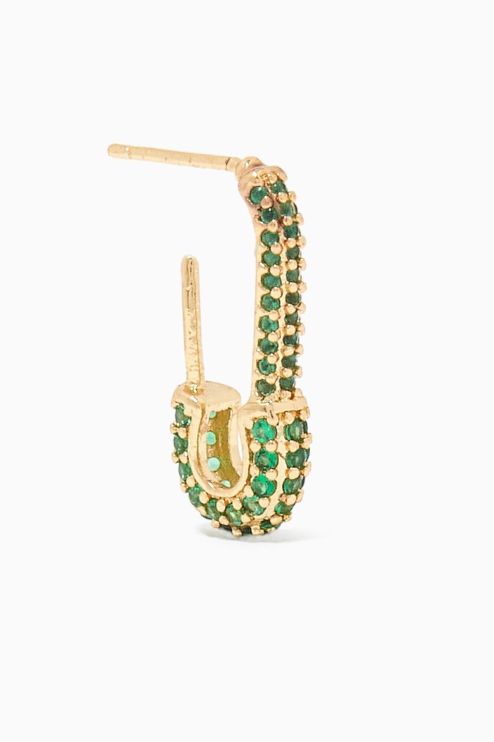 

Pin Up Single Earring in 18kt Gold Plating, Green
