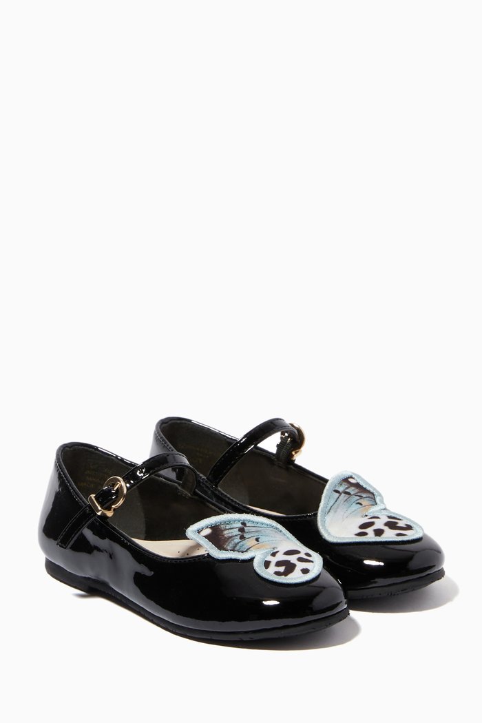 

Butterfly Mini Flats in Patent Leather, Black