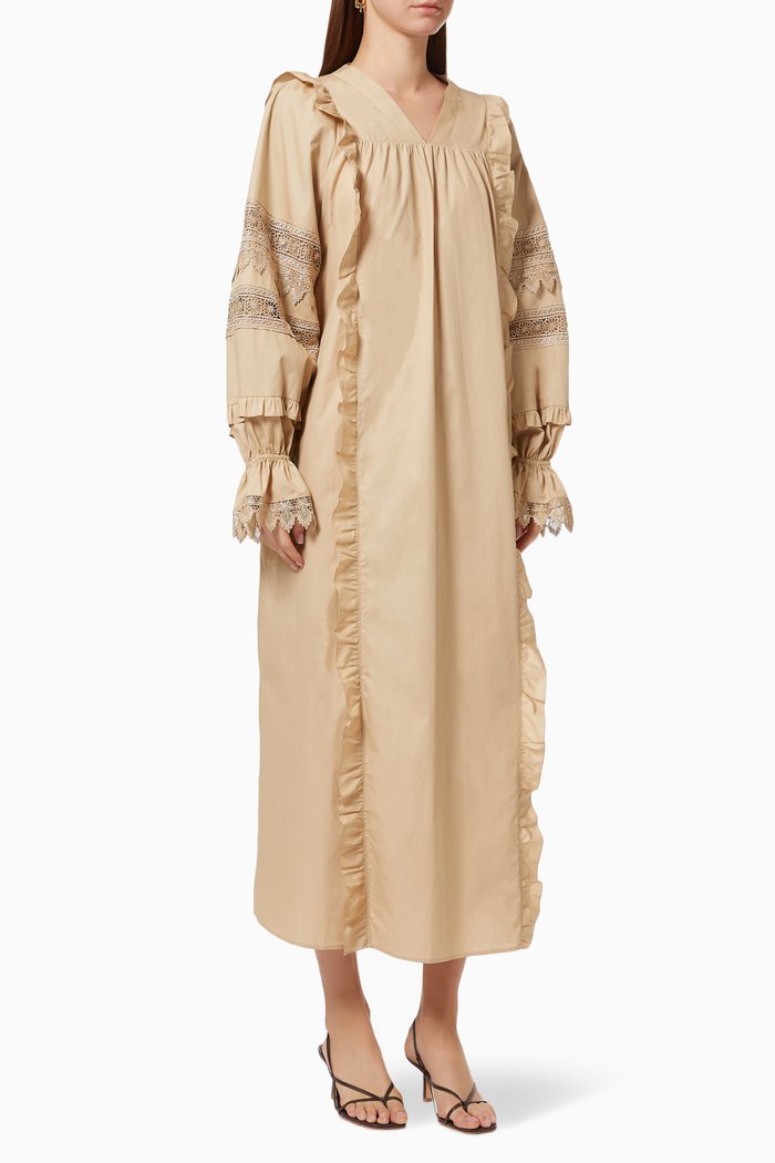 

Ruffle Lace Dress, Neutral