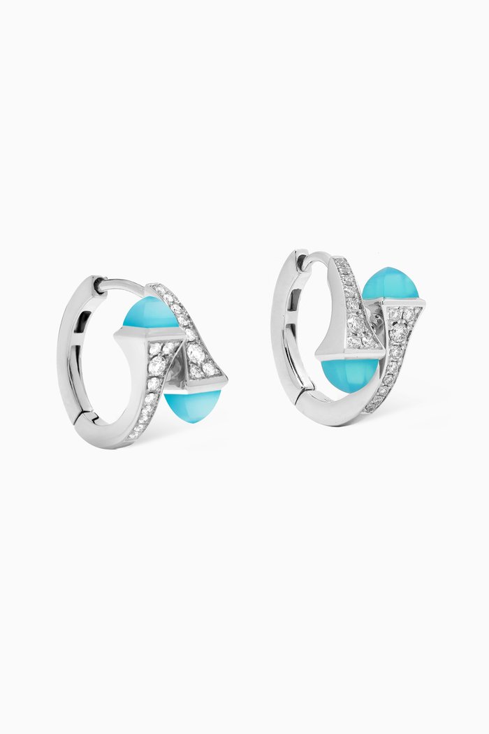 

Cleo Diamond & Blue Chalcedony Earrings in 18kt White Gold, Silver