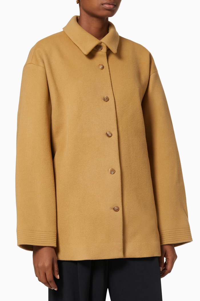 

Shirt Jacket in Wool Blend, Neutral