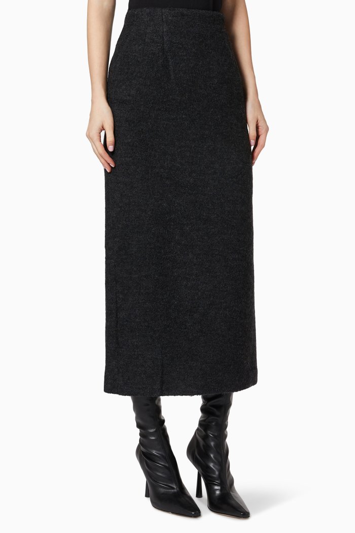 

Long Skirt in Wool Blend, Black
