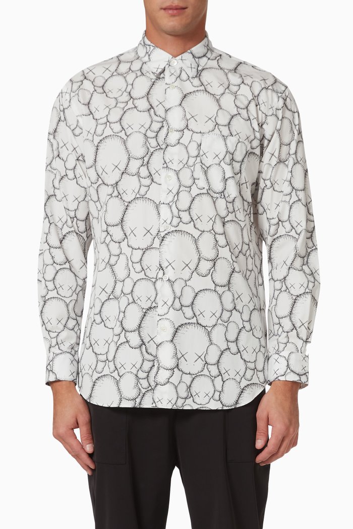 

x Kaws Print A Shirt in Cotton Poplin, White