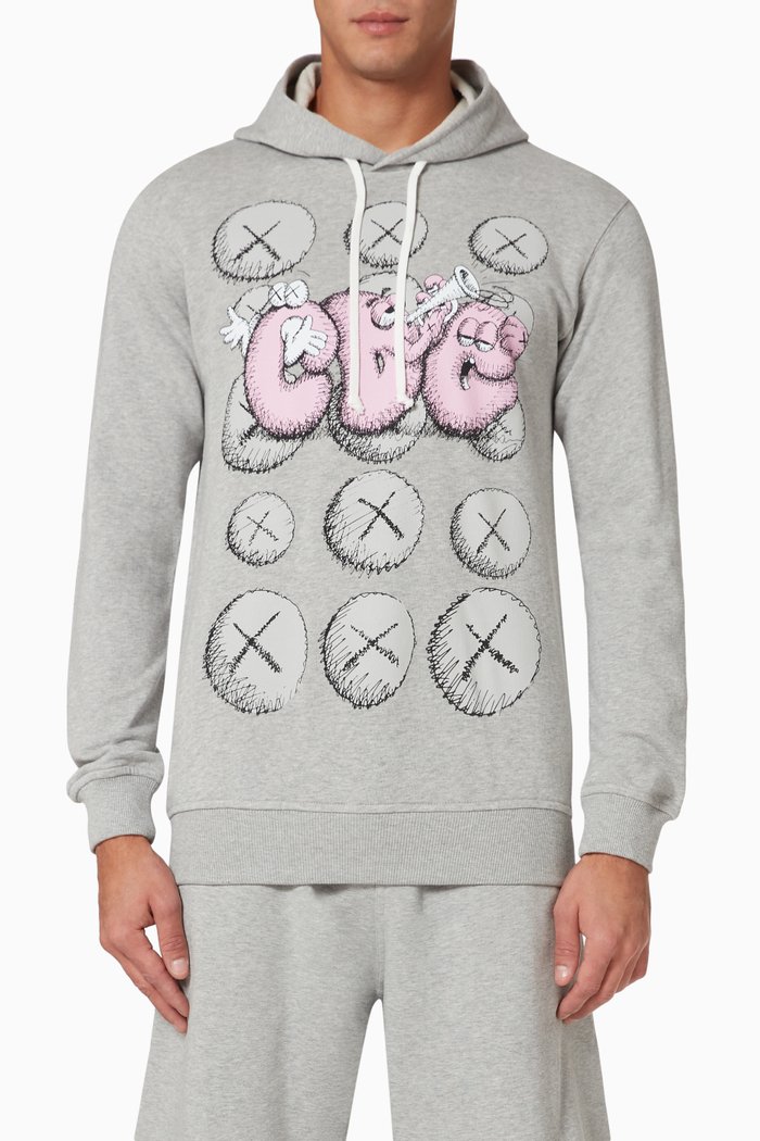 

x Kaws Print 2 Hoodie in Cotton Pile, Grey