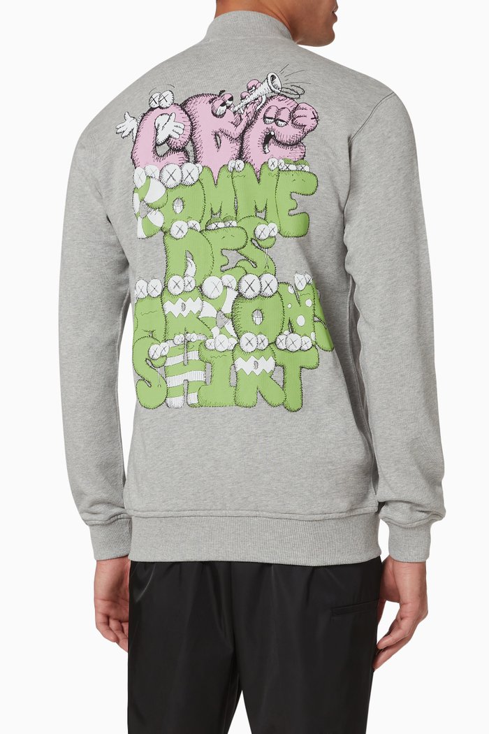 

x Kaws Print 4 Zip-up Sweatshirt in Cotton Pile, Grey
