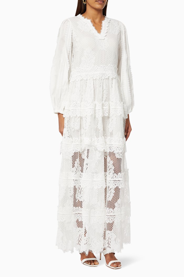 

Montesol Dress in Embroidered Lace, Neutral