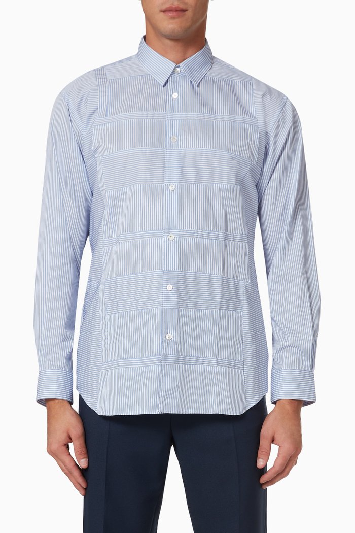 

Yarn-dyed Stripe Shirt in Cotton Poplin, Blue