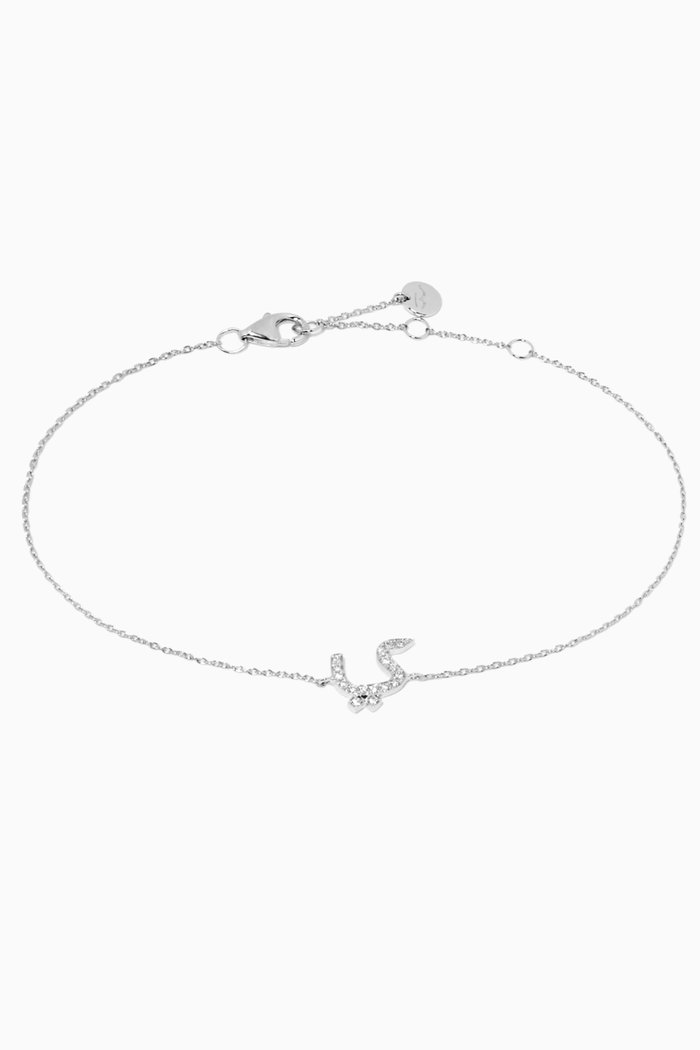 

"Y" Letter Bracelet with Diamonds in 18kt White Gold