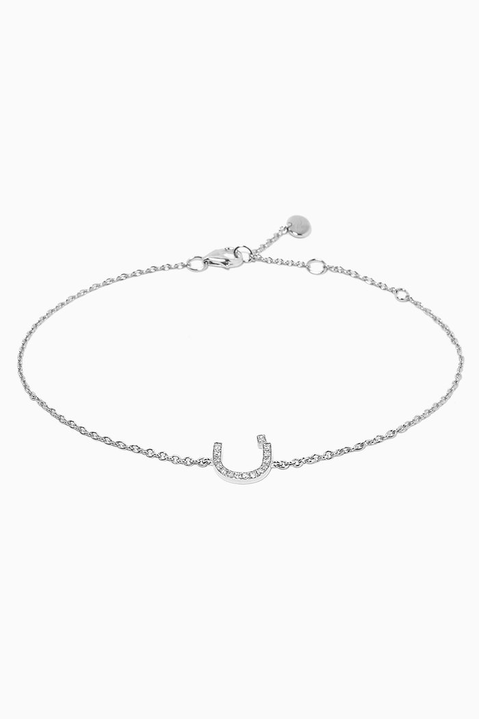 

"N" Letter Bracelet with Diamonds in 18kt White Gold