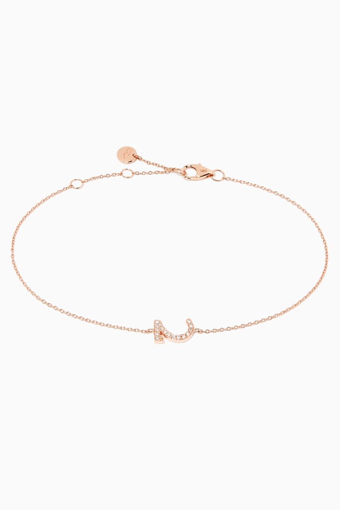 

"H" Letter Bracelet with Diamonds in 18kt Rose Gold