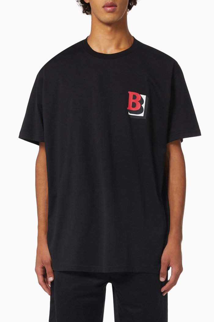 

Letter Graphic Oversized T-shirt in Cotton Jersey, Black