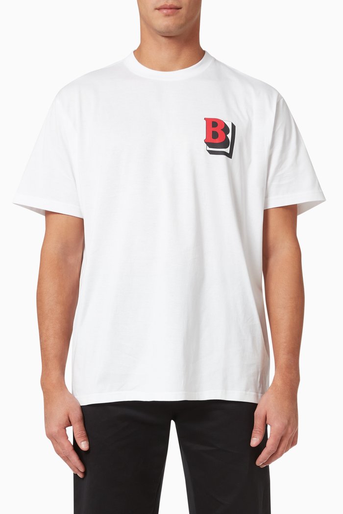 

Letter Graphic Oversized T-shirt in Cotton Jersey, White