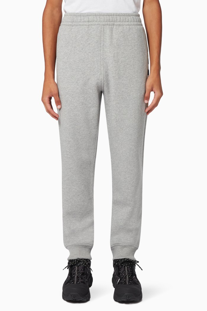 

Check Panel Jogging Pants in Brushed-back Cotton Blend, Grey