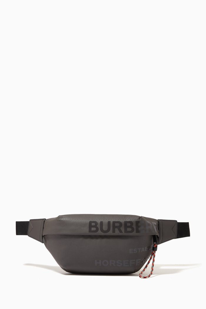 

Sonny Bum Bag with Horseferry Print in Coated Canvas, Grey