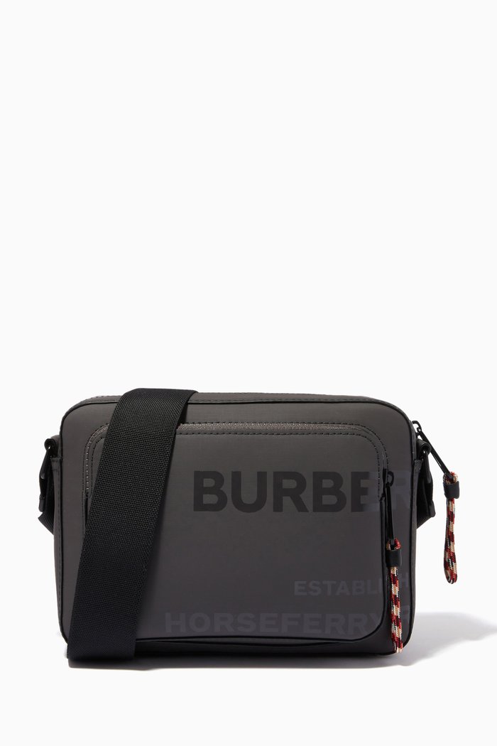 Horseferry Crossbody Bag in Coated Cotton Canvas, Grey