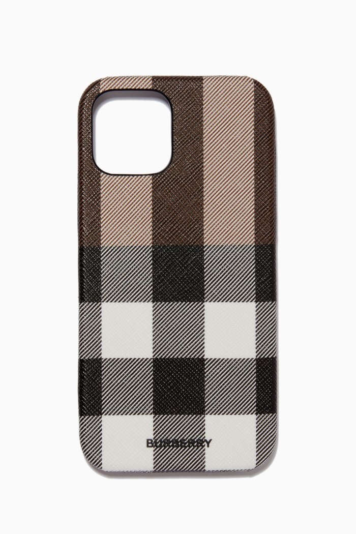 

iPhone 12 Pro/ iPhone 12 Case in Check E-canvas, Brown