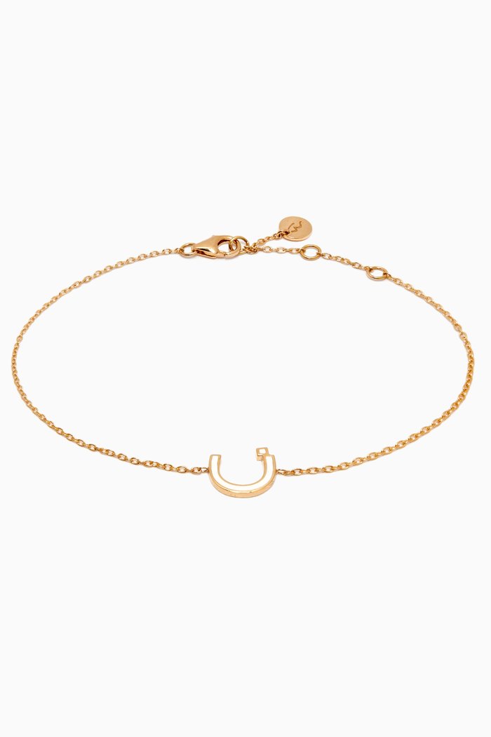 

"N" Letter Bracelet with Enamel in 18kt Yellow Gold