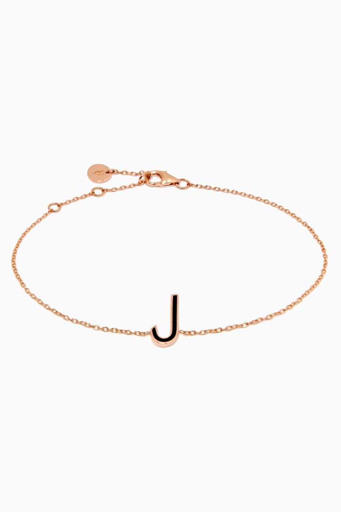 

"L" Letter Bracelet with Enamel in 18kt Rose Gold