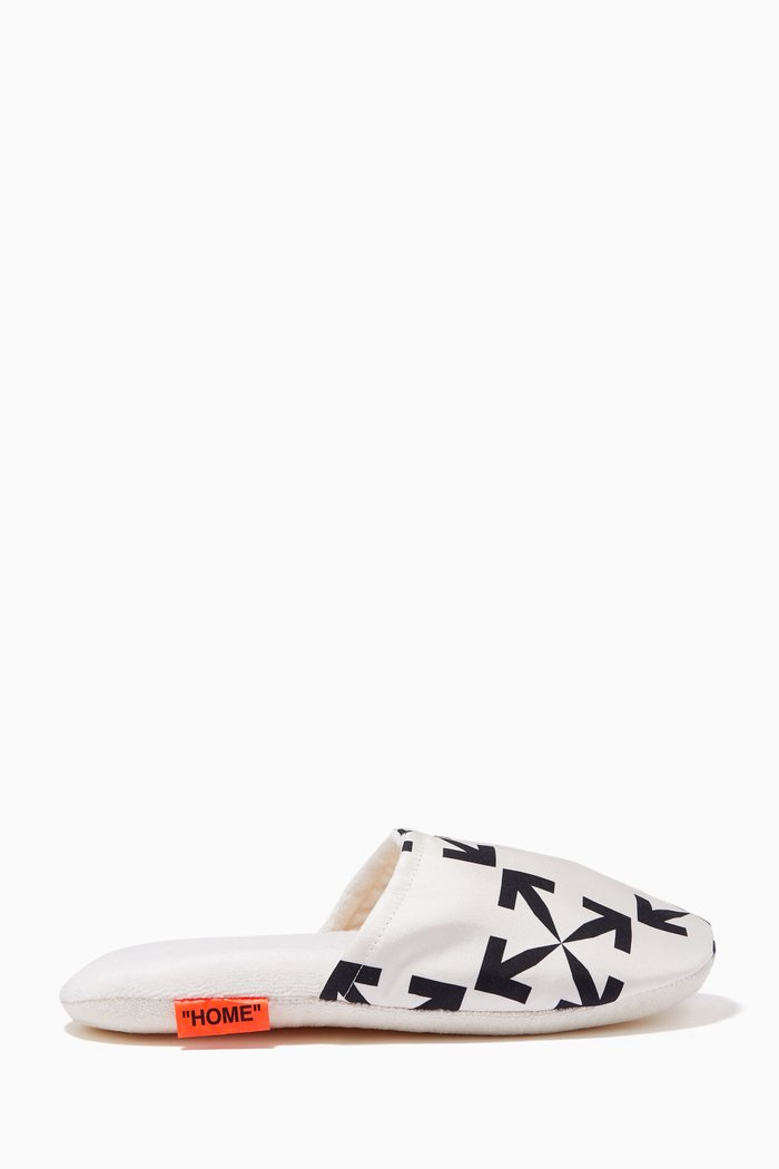 

Arrows Slippers in Silk & Cotton, White